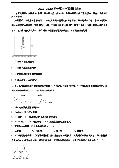 2020惠州市名校高考物理监测试题