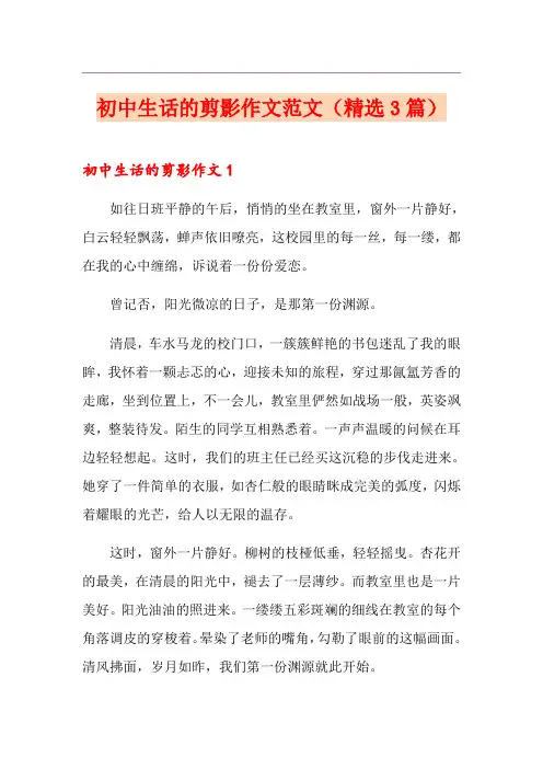 初中生话的剪影作文范文(精选3篇)