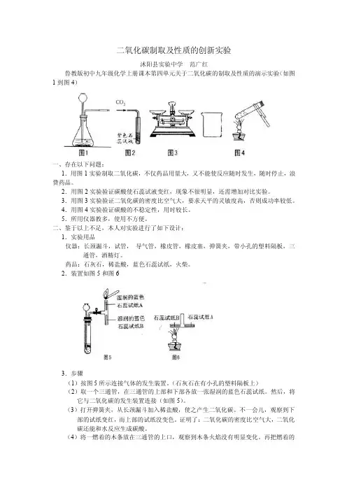 二氧化碳的制取及性质的创意实验