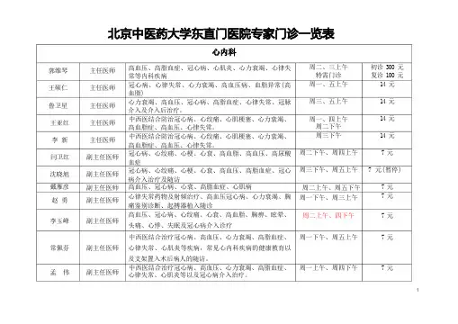 东直门医院专家出诊表