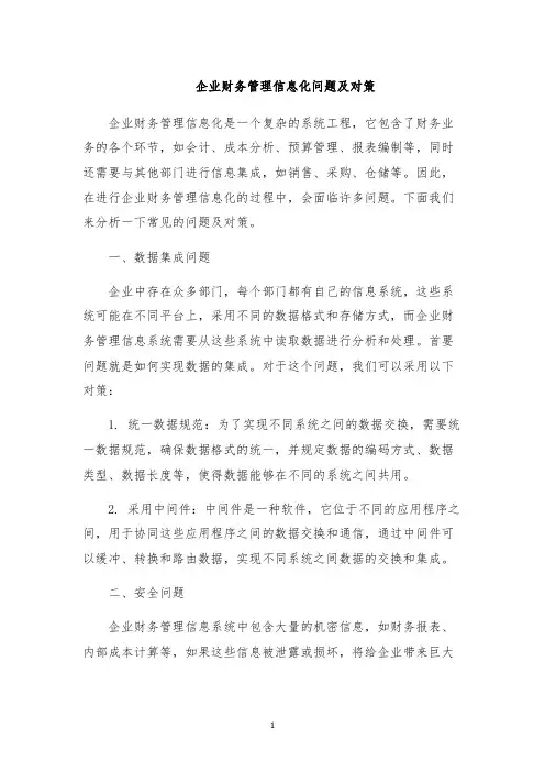 企业财务管理信息化问题及对策