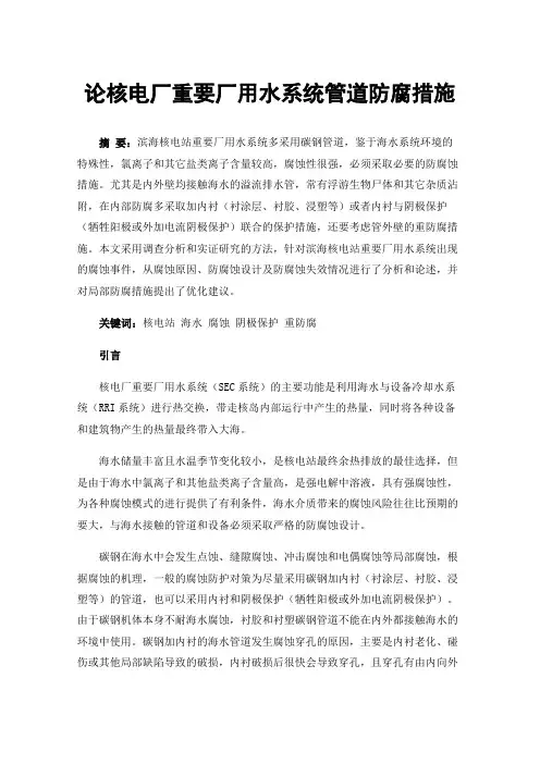 论核电厂重要厂用水系统管道防腐措施