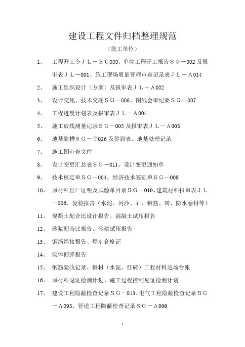 建设工程文件归档整理规范