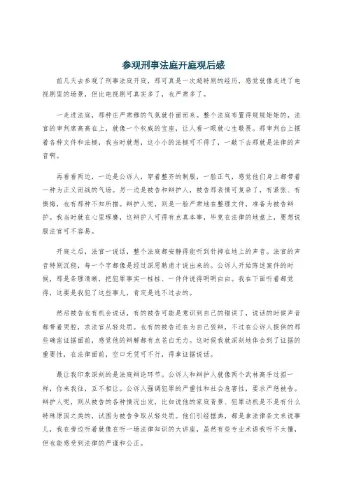 参观刑事法庭开庭观后感