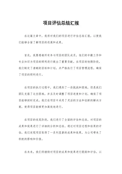 项目评估总结汇报