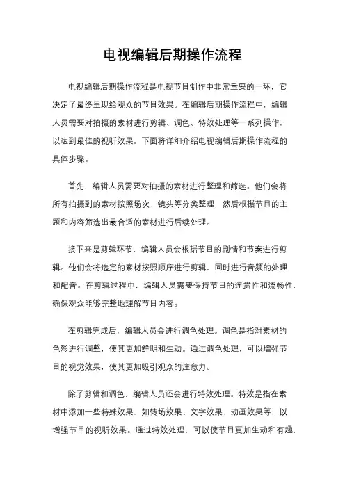 电视编辑后期操作流程