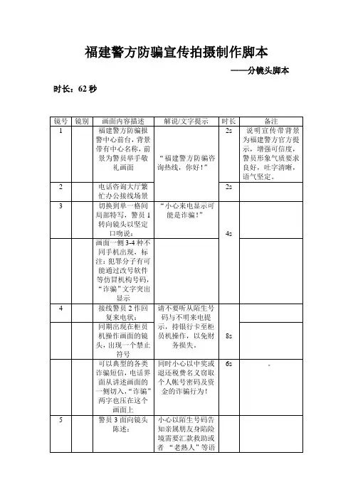 警方防骗宣传脚本