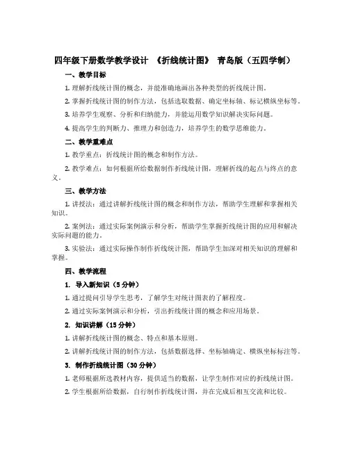 四年级下册数学教学设计 《折线统计图》 青岛版(五四学制)