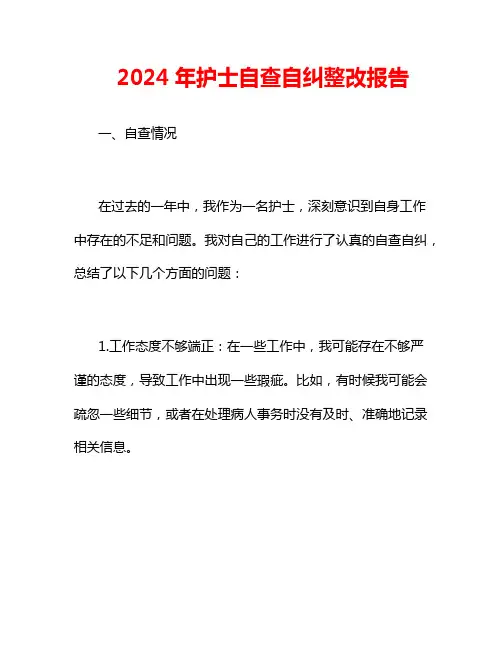 2024年护士自查自纠整改报告