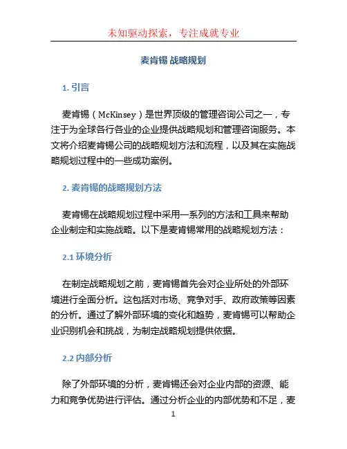 麦肯锡 战略规划