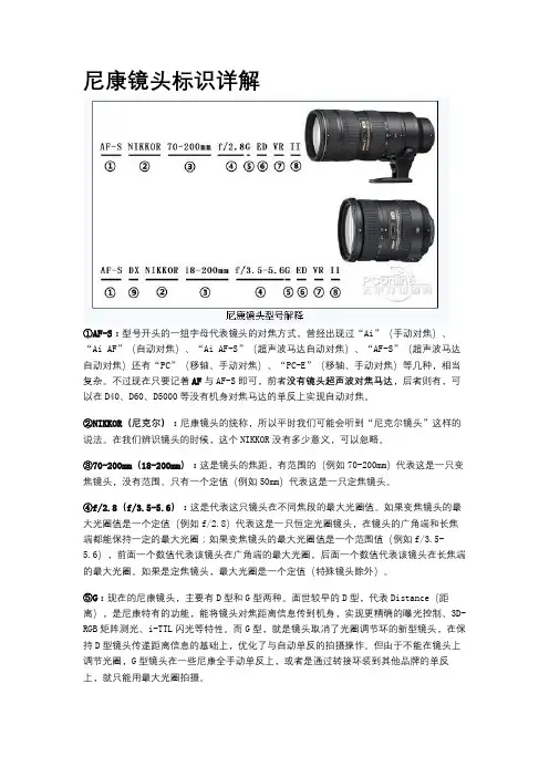 《尼康 佳能镜头标识详解》