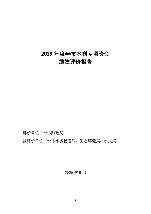 2019年度青岛市水利专项资金绩效评价报告【模板】