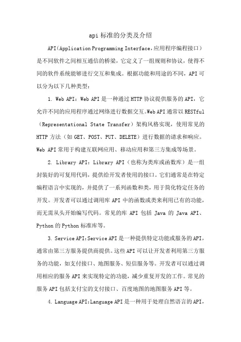 api标准的分类及介绍