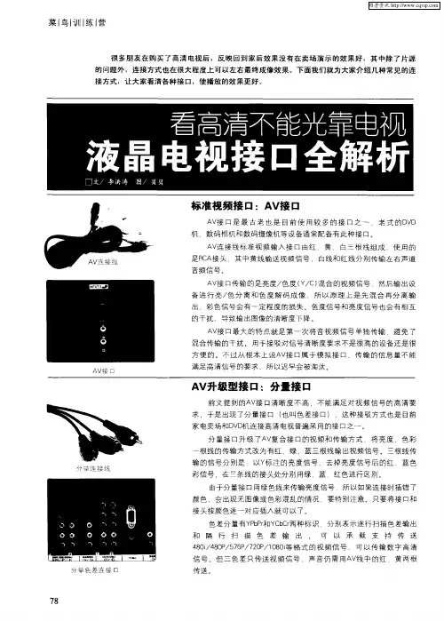 看高清不能光靠电视液晶电视接口全解析