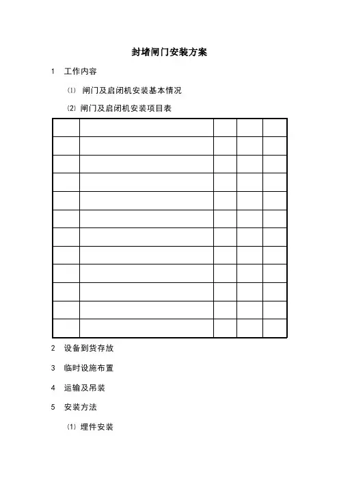 封堵闸门安装