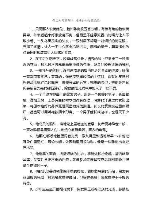 夸男人帅的句子只见那人俊美绝伦_唯美的句子
