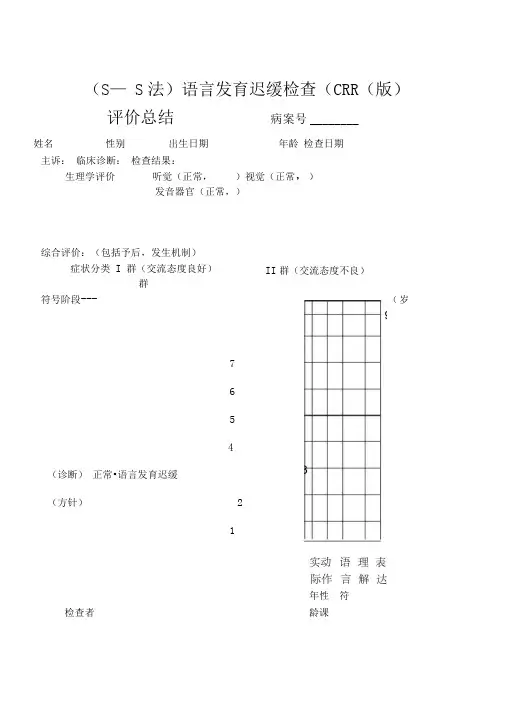 (S—S法)语言发育迟缓检查(CRRC版)