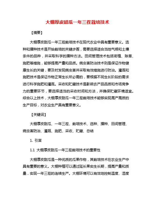 大棚厚皮甜瓜一年三茬栽培技术