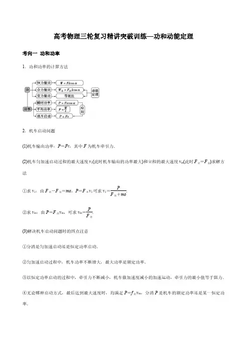 高考物理三轮复习精讲突破训练—功和动能定理