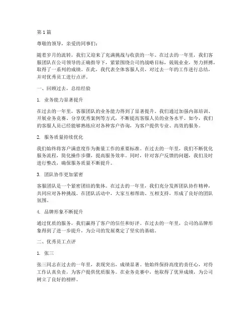 客服年终总结点评范文(3篇)