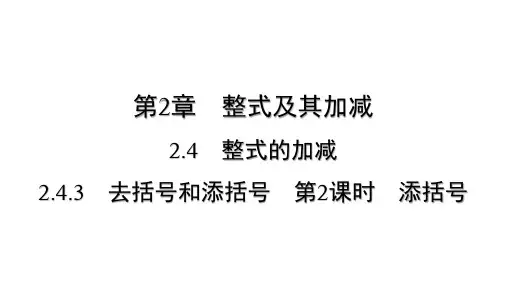 2.4.3 去括号和添括号 第2课时 添括号   课件 数学华东师大版七年级上册