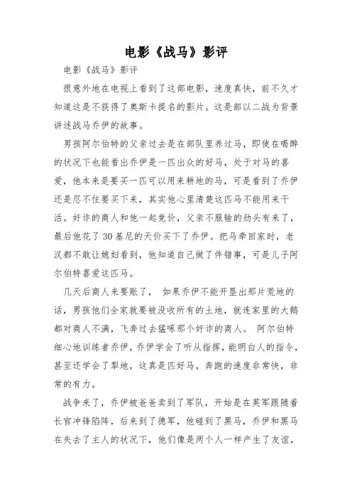 电影《战马》影评
