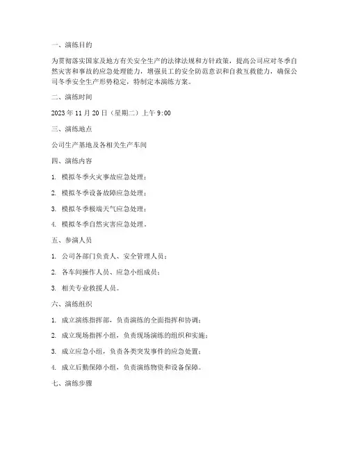 冬季三防专项应急演练方案