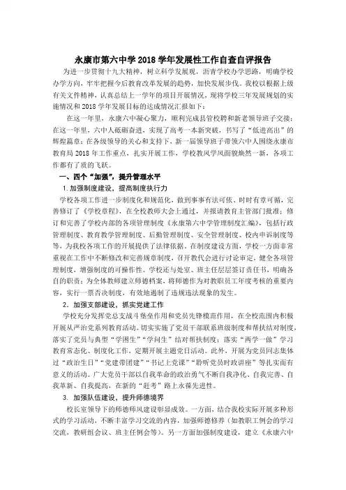 2018学年三年规划自评报告