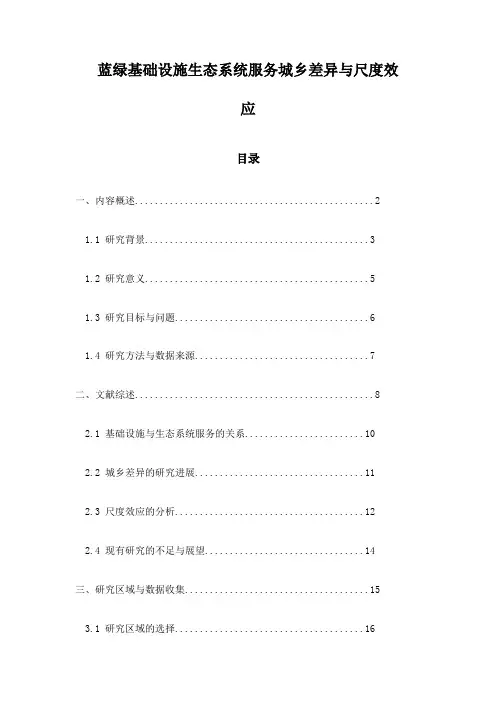 蓝绿基础设施生态系统服务城乡差异与尺度效应
