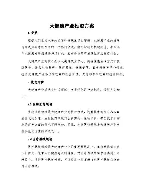 大健康产业投资方案