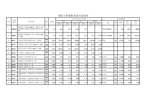 消防工程预算表消火栓系统