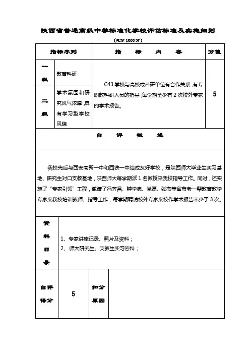 创建省级标准化高中材料-评估表(正式)-C043