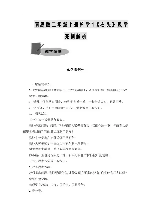 青岛版二年级上册科学1《石头》教学案例