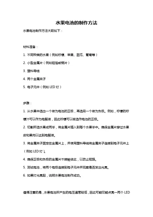 水果电池的制作方法