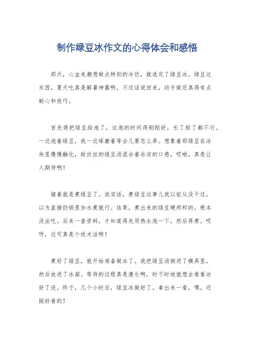 制作绿豆冰作文的心得体会和感悟