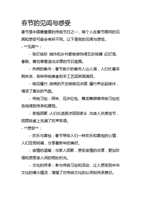 春节的见闻与感受