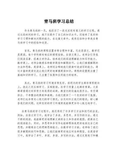青马班学习总结