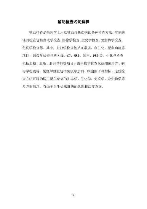 辅助检查名词解释