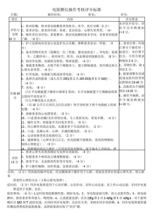 (28)电除颤仪操作考核评分标准
