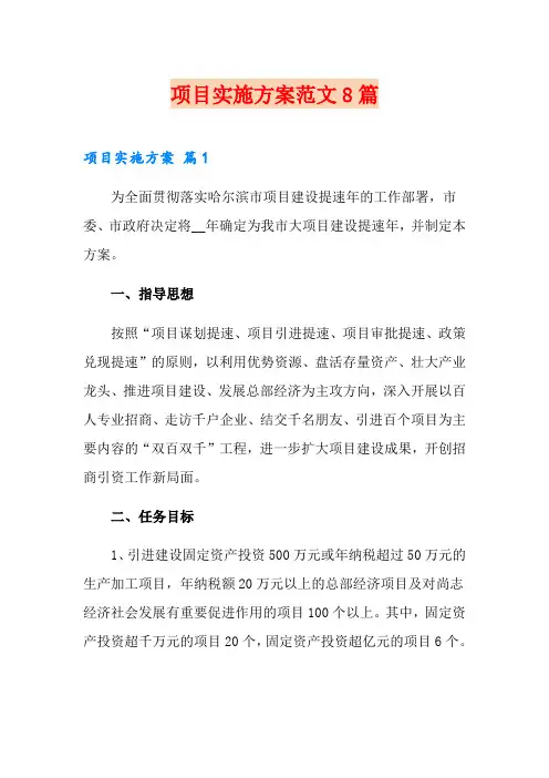 (精选模板)项目实施方案范文8篇