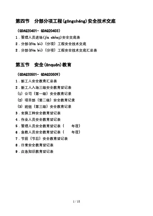 2011广东省建筑施工安全管理资料统一用表-安全教育