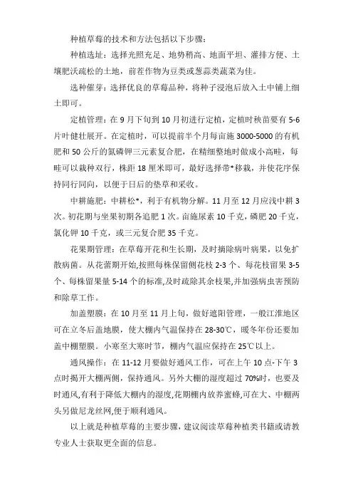 种植草莓的技术和方法