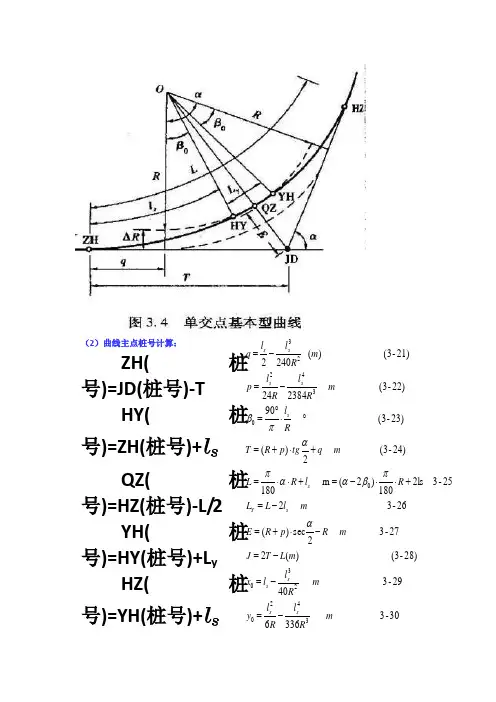 平曲线要素计算公式