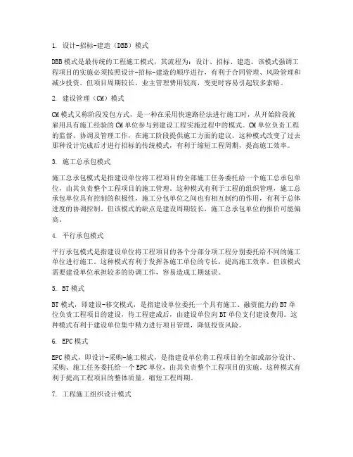 工程施工模式包括哪些
