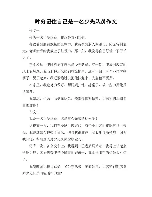 时刻记住自己是一名少先队员作文