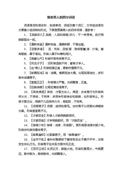 赞美男人的四字词语