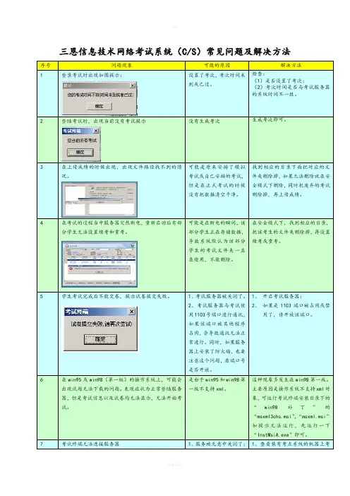 考试系统常见问题及解决方法