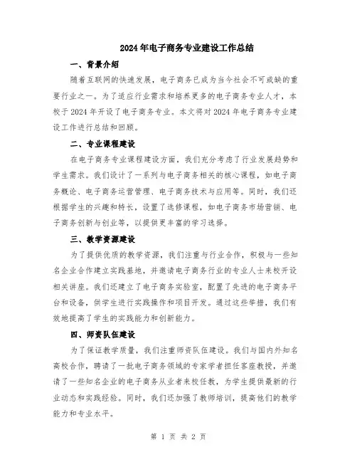 2024年电子商务专业建设工作总结
