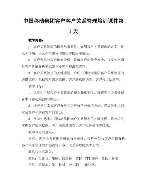 中国移动集团客户客户关系管理培训课件第1天