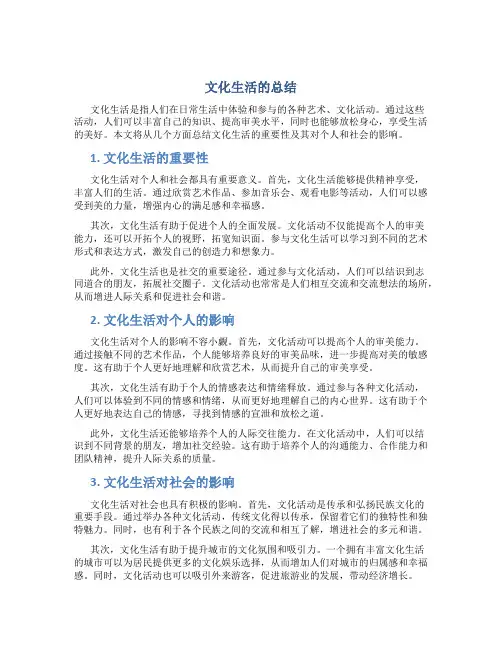 文化生活的总结